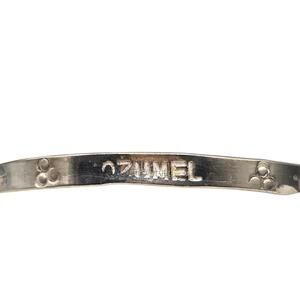 Bracelet Silver Plated Artisan Cozumel Engraved Bangle Floral Mexico SKU 2256